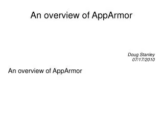 An overview of AppArmor