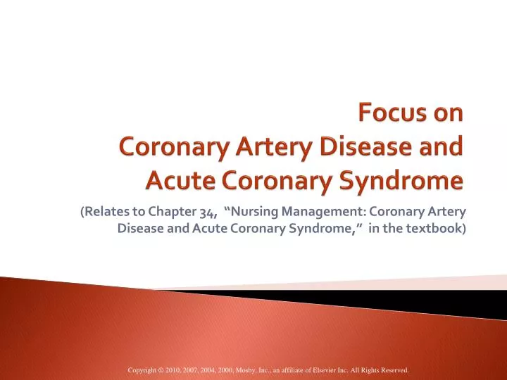focus on coronary artery disease and acute coronary syndrome