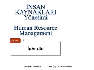İNSAN KAYNAKLARI Yönetimi Human Resource Management