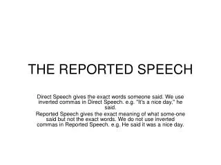 THE REPORTED SPEECH
