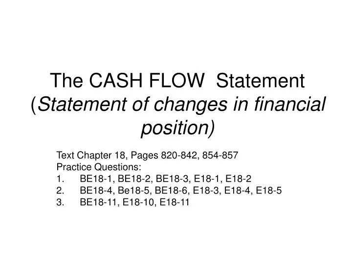 the cash flow statement statement of changes in financial position