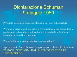Dichiarazione Schuman 9 maggio 1950