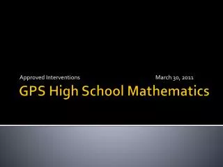 GPS High School Mathematics