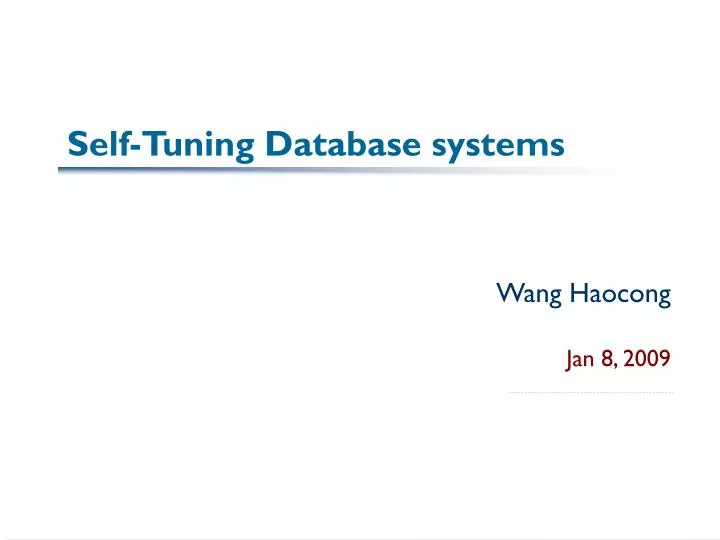 self tuning database systems