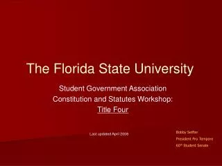 Student Government Association Constitution and Statutes Workshop: Title Four