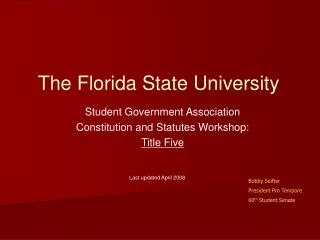 Student Government Association Constitution and Statutes Workshop: Title Five
