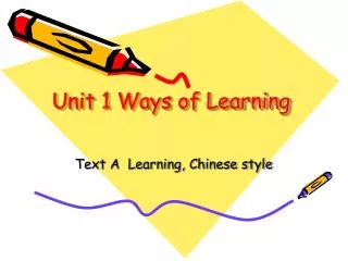 Unit 1 Ways of Learning
