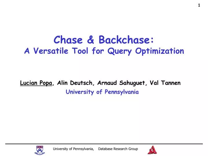 chase backchase a versatile tool for query optimization