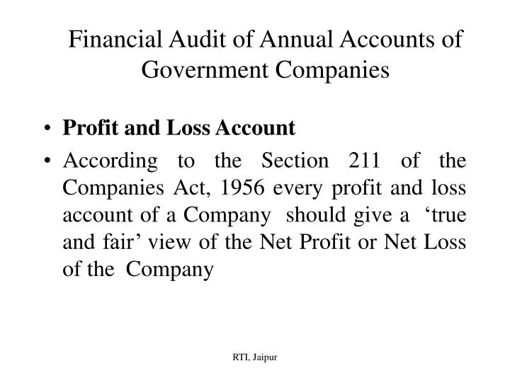 financial audit of annual accounts of government companies