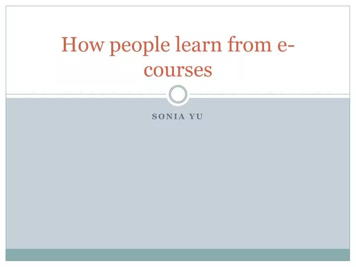 how people learn from e courses