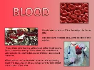 Blood makes up around 7% of the weight of a human body .