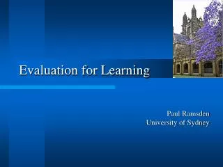 Evaluation for Learning