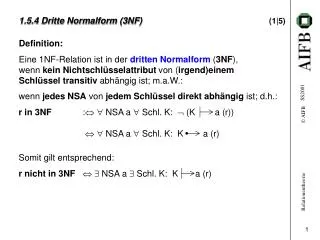 1.5.4 Dritte Normalform (3NF) 	 (1|5)