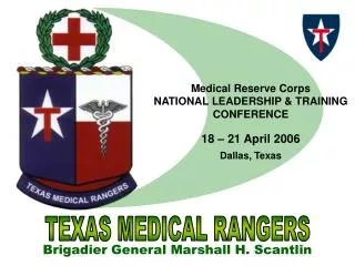 Medical Reserve Corps NATIONAL LEADERSHIP &amp; TRAINING CONFERENCE