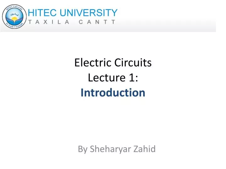 electric circuits lecture 1 introduction
