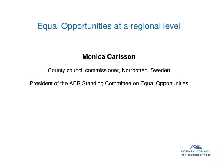 equal opportunities at a regional level