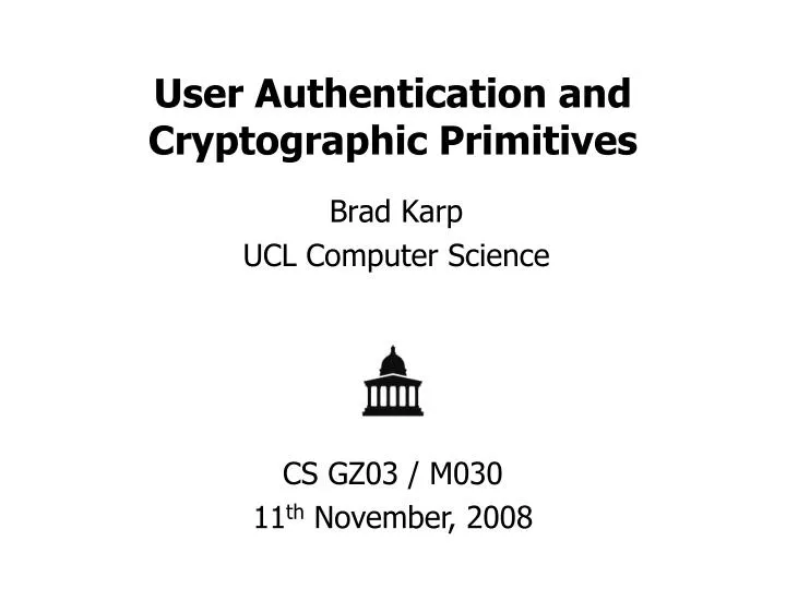 user authentication and cryptographic primitives