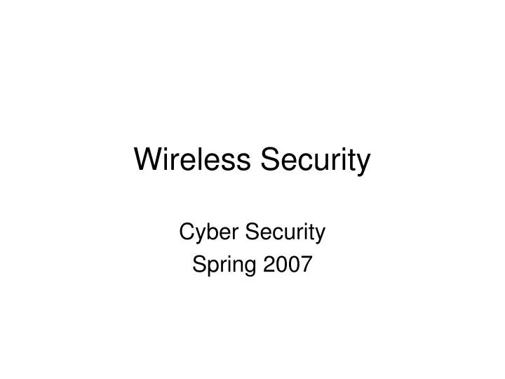 cyber security spring 2007