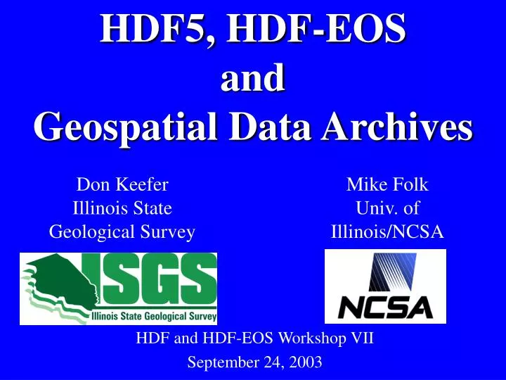 hdf5 hdf eos and geospatial data archives