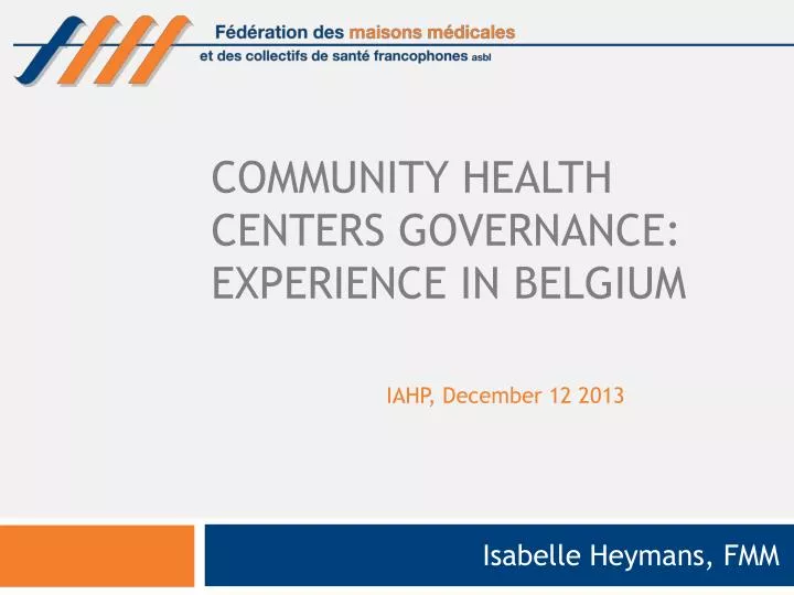 community health centers governance experience in belgium