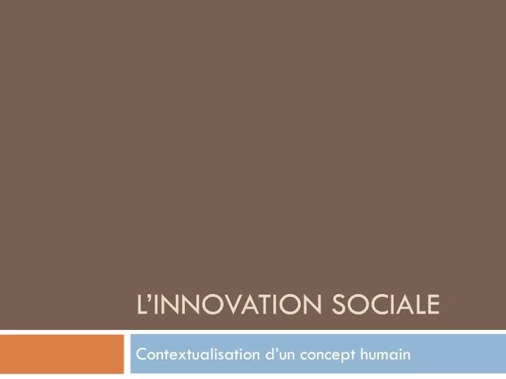 l innovation sociale