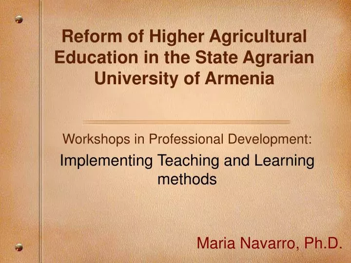 reform of higher agricultural education in the state agrarian university of armenia