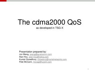 The cdma2000 QoS as developed in TSG-X