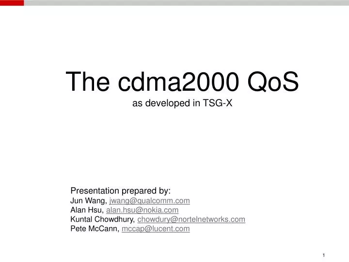 the cdma2000 qos as developed in tsg x