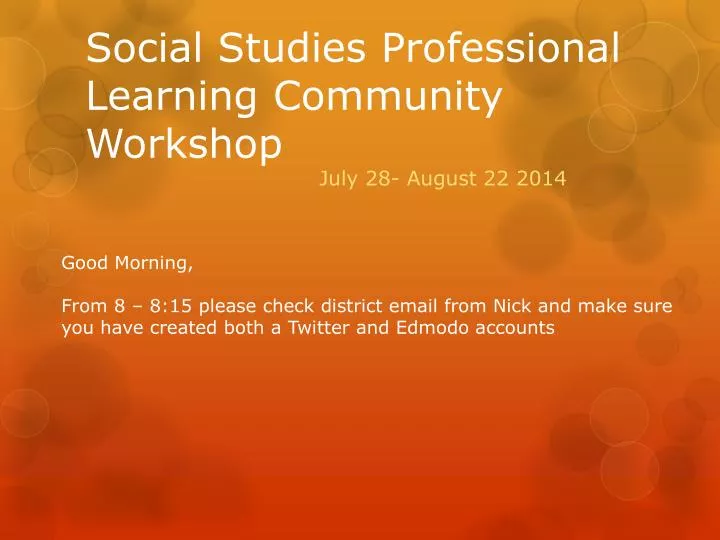 social studies professional learning community workshop