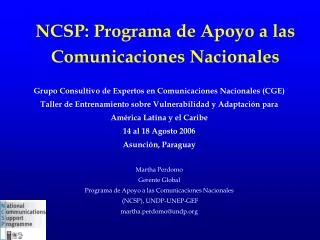 NCSP: Programa de Apoyo a las Comunicaciones Nacionales