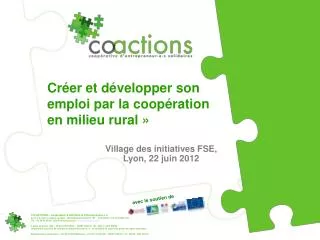 Créer et développer son emploi par la coopération en milieu rural »