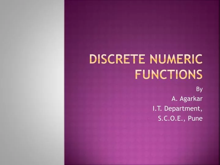 discrete numeric functions