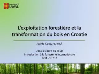 L’exploitation forestière et la transformation du bois en Croatie