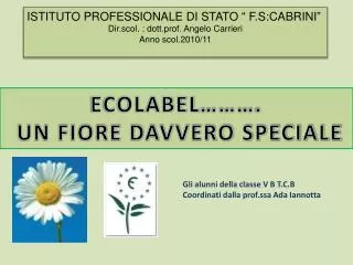 ISTITUTO PROFESSIONALE DI STATO “ F.S:CABRINI” Dir.scol. : dott.prof. Angelo Carrieri