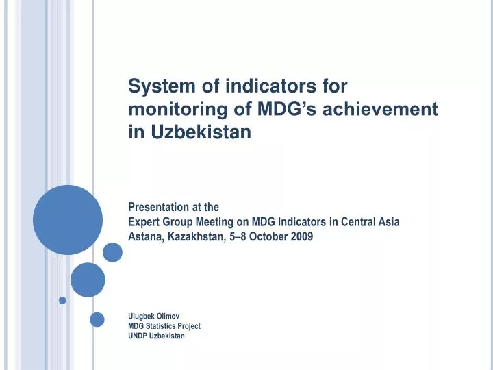system of indicators for monitoring of mdg s achievement in uzbekistan