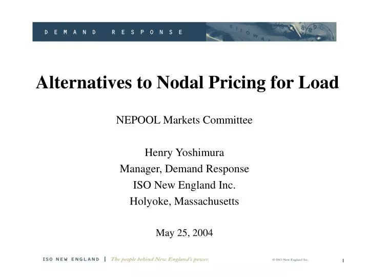 alternatives to nodal pricing for load
