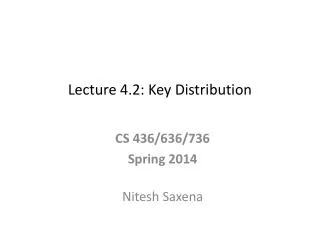 Lecture 4.2: Key Distribution
