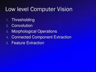 Low level Computer Vision