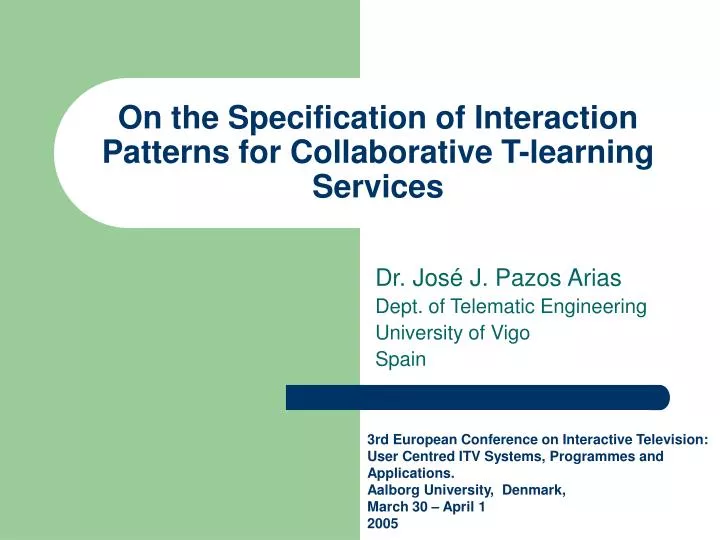 on the specification of interaction patterns for collaborative t learning services