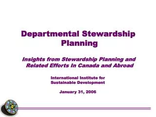 International Institute for Sustainable Development January 31, 2006