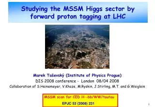 Studying the MSSM Higgs sector by forward proton tagging at LHC