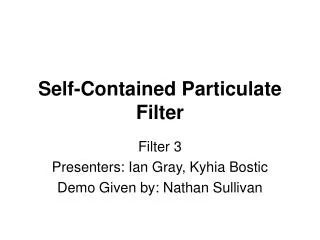 Self-Contained Particulate Filter