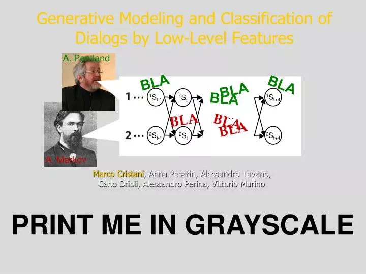 generative modeling and classification of dialogs by low level features