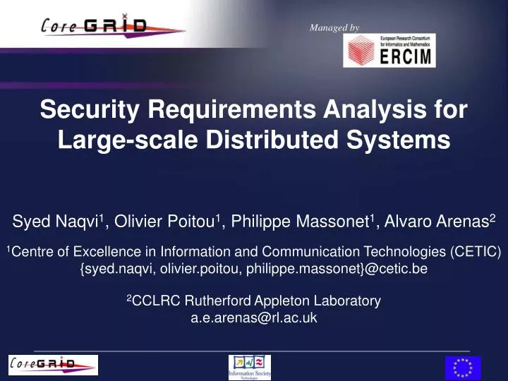 Security Requirements Analysis for Large-scale Distributed Systems