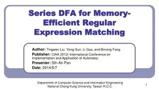 Series DFA for Memory-Efficient Regular Expression Matching