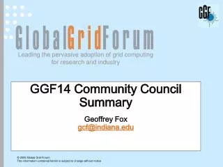 GGF14 Community Council Summary Geoffrey Fox gcf@indiana
