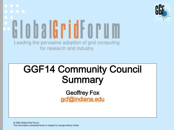 ggf14 community council summary geoffrey fox gcf@indiana edu