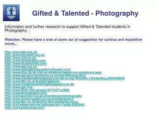 Gifted &amp; Talented - Photography