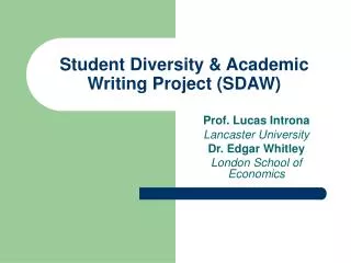 Student Diversity &amp; Academic Writing Project (SDAW)
