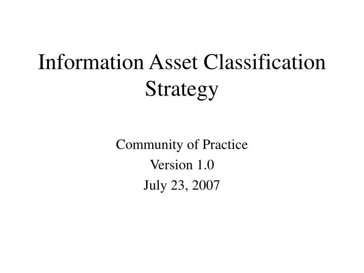 information asset classification strategy